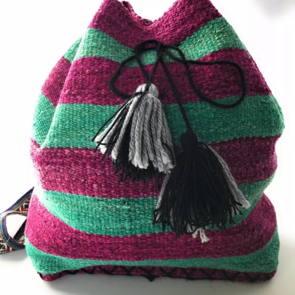 Handwoven Peruvian Wool Backpack.